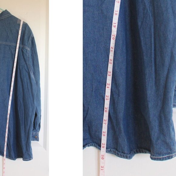 M&M's Brand Women's Long Sleeve Denim Blue Jean Shirt, Plus Size: 22W / 24W - Picture 9 of 9